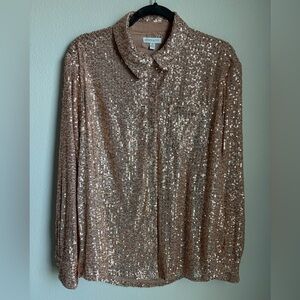 Crown & Ivy Sequin Boyfriend Shirt
